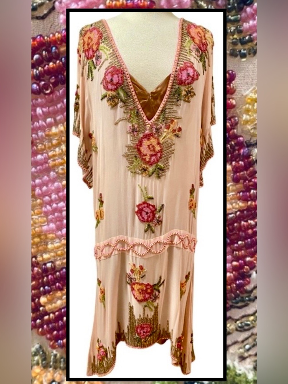 TRACY REESE Silk Chiffon Beaded Dress w/Slip NWT 12